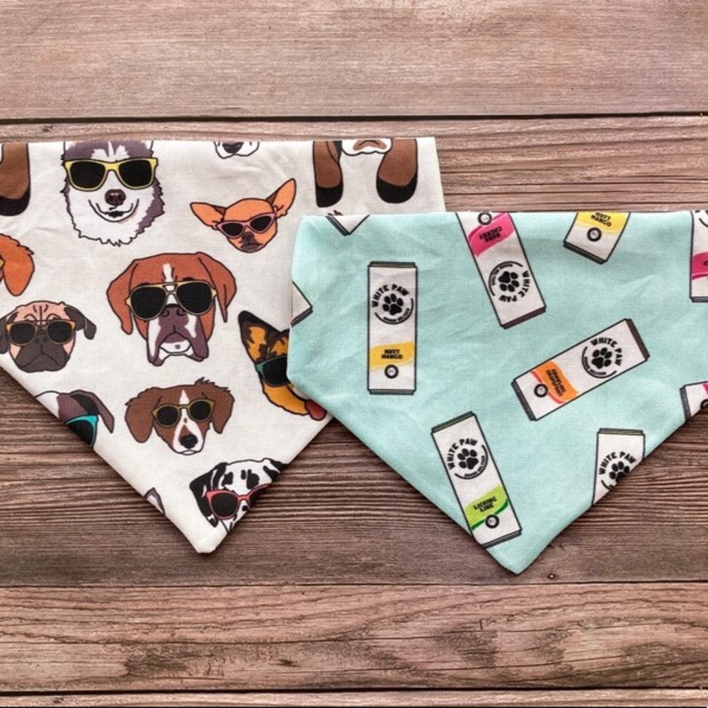 White Paws | Reversible Dog Bandana